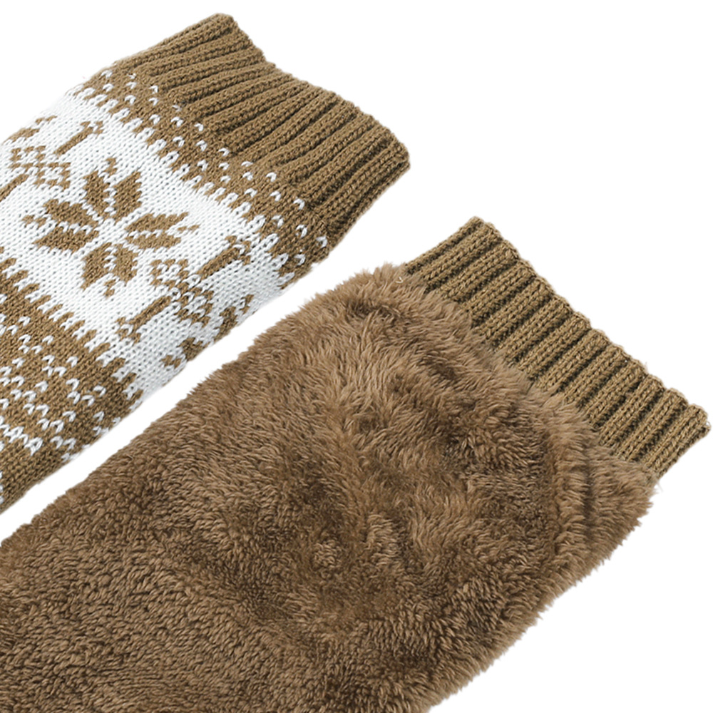 Knit Thicken Boot Socks Thermal Wool Knitted Deer Pattern Female Leg Warmer